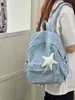 Mochila Azul Refrescante de Verano con Puntos Blancos, Estilo Coreano, Estética y Terapéutica para Niñas y Estudiantes, Mochila Pequeña para Salidas