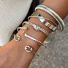 Moda Retro Transfronteriza Europea y Americana Pulseras en Capas Exageradas Geométricas Simples Patrón de Olas Flor Abierta Lisas