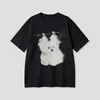 Camiseta linda con estampado de gato y divertido diseño de bolsillo oculto para gato, top versátil de moda casual de manga corta