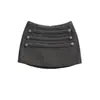 Falda Mini de Lana Gris Oscuro Clásica de Alta Resistencia para Mujer, Diseño de Ojal de Botón de Nicho, Estilo Chica Picante, Elegante Falda Bodycon de Línea A