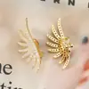 Aretes de Ala de Ángel con Circonitas Simétricas, Sin Perforación, Súper Brillantes, Estilo Europeo y Americano, Pendientes de Temperamento de Nicho para Mujer