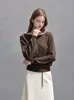 Suéter Corto de Punto Holgado con Mangas Murciélago y Textura Estilo Simple para Mujer 2026 Otoño Nuevo Suéter Estilo Perezoso