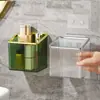 Estante de Almacenamiento de Cepillo de Dientes Pasta de Dientes Peine para Baño de Lujo Ligero Caja de Almacenamiento de Cosméticos para Lavabo Montado en Pared sin Perforaciones