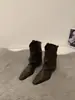 Botas Longas Vintage Marrons com Corte em V Botas Estilo Martin Botas de Cowboy Ocidentais da Moda Botas Chelsea com Tachas