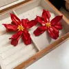 Brincos Retro Ankora Flor Geométrica Vermelha Brincos de Nicho de Alta Qualidade Modernos Estilosos Elegantes Versáteis para Mulheres