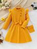 Ropa Infantil Otoño Nueva Textura Tejido Top de Manga Volante Pantalones Culotte Irregulares Conjunto de Dos Piezas con Bolso