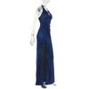 Vestido azul de fiesta con cuello brillante y estilo brisa de primavera 2025, vestido sexy de estilo temperamento para banquetes.