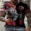 Estilo Novo Europeu e Americano 2025 Transfronteiriço Camiseta de Secagem Rápida Casual Manga Curta Estampa Animal Estilo Animal Impressão 3D Retrô