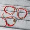 Estilo étnico chinês feito à mão em imitação de jade fivela da paz para casal nó de abacaxi fio vermelho Festival do Barco-Dragão pulseira de fio colorido