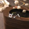 Nuevos Pendientes Cuadrados Huecos Populares con Microincrustaciones de Diamante Plata Pura S999 Pendientes de Lujo Ligero Estilo Francés Venta al por Mayor