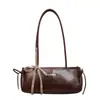 Bolsa Tote de Couro com Cera de Óleo Vintage de Grande Capacidade, Cor Sólida, Nova Tendência 2026, com Laço Simples e Estiloso, para Ombro, para Mulheres
