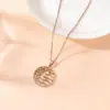 Colar Pingente Redondo Árvore da Vida Oca Transfronteiriço Europeu e Americano Acessórios Moda Feminina Simples Corrente da Clavícula Atacado