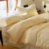 Set de Cuatro Piezas de Lujo Ligero de Alta Gama 100% Lan Jing Tencel Color Sólido Alta Densidad de Hilos Ropa de Dormir Desnuda Set de Edredón Refrigerante de Seda Helada Transpirable Refrigerante