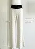 Pantalones acampanados de lunares para mujer, nuevo estilo coreano de otoño e invierno, holgados y fluidos, con detalle de cinturilla, efecto adelgazante y diseño bordado de pierna ancha