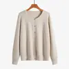 Nuevo cárdigan de punto de manga larga con cuello redondo para otoño e invierno, estilo coreano, elegante y versátil, chaqueta de moda de color liso, corte holgado casual