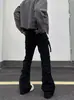 Jeans Retro Americano con Múltiples Bolsillos y Remaches para Hombre Calle Hip-Hop Casual Pierna Recta Ajustados Largos