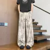 Pantalones Tie-Dye de Seda Helada de Marca de Moda para Hombre, Estilo Delgado Fresco de Verano, Pantalones Casuales Rectos Sueltos de Pierna Ancha