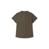 Camisa de Lino Lyocell Tencel de Manga Corta con Bolsillo para Mujer, Cardigan de Punto de Alta Gama Estilo Coreano con Botones, Nuevo Top de Primavera/Verano