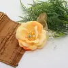 0366 Broche de Tela Floral Estilo Coreano para Mujer con Gemas Artificiales Incrustadas de Resina, Broche Decorativo de Flor, Origen y Suministro