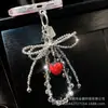 Cadena para Teléfono Móvil de Cristal Ins Pedrería Fresa Lazo Tridimensional Cadena Colgante de Perlas Llavero de Coche Colgante Sentido Avanzado