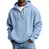 Sudadera con capucha de manga larga de gofre nueva y de moda transfronteriza europea y americana para hombre, color liso, holgada, deportiva, casual, ropa para hombre