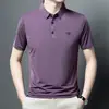Nova Camiseta Masculina Pai de Meia-Idade Verão Seda Gelo Camiseta Básica Masculina Top Camisa Polo Roupas Masculinas