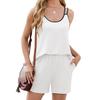 Amazon Europa y Estados Unidos comercio exterior transfronterizo primavera y verano 2025 nuevo contraste de color cuello redondo tirantes bolsillo shorts traje casual mujeres