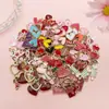 Goteo Aleatorio de Aceite Día de San Valentín Corazón Lazo Rosa Aleación Colgante Accesorios Pulsera DIY Accesorios para Joyería