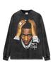 Camiseta de manga corta con estampado de Young Dolph estadounidense transfronterizo, suéter holgado con capucha y cuello redondo de manga larga lavada para hombre, venta al por mayor