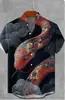 Camisa Masculina de Gola Alta com Manga Curta, Cardigã de Botão, Estampa Digital 3D, Casual, Estiloso, Moderno, Fábrica de Origem