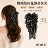 Pinza de garra de cinta floral con lazo para mujer, pinza de pelo de alto nivel, nuevo estilo 2026, accesorio para el pelo para coleta a media altura, accesorio de pelo tipo pinza de tiburón