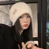 Gorro para Mujer, Nuevo Gorro de Pescador de Felpa Blanco Cálido Adecuado para Caras Grandes, Sombrero de Cubo para Clima Frío Que Hace que las Caras Grandes Parezcan Más Pequeñas