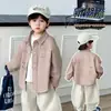 Camisa Jacket de Otoño para Niños 2026, Top Elegante con Estampado de Letras para Niños, Camisa Holgada Fresca y Guapa para Niños Pequeños