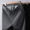Calças Masculinas, Calças Finas de Seda de Gelo, Roupa Masculina de Luxo de Segunda Classe para Negócios, Alta Elasticidade, Cintura Alta, Perna Reta, Não Precisa Passar