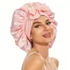 Gorro de Noche de Satén de Doble Capa con Cinta Redondo Lazo de Sombrero Seda de Imitación Belleza Gorro para el Cabello Doble Cara Gorro