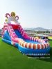 Combo de Escorregador Aquático Inflável Infantil Série Doce Rosa Uso Externo em Casa com Piscina Parque Aquático Festa Castelo