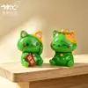 Figura creativa de gato de la fortuna verde para micro-paisajismo, accesorio de decoración DIY, mini adorno para escritorio y coche