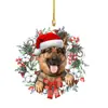 Nuevas Decoraciones Navideñas Gato Perro Sombrero de Papá Noel Colgante Acrílico Plano Festivo Joyería Infantil Colgante