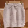 Falda de Punto 100% Lana para Mujer Cintura Alta Adelgazante Ceñida al Cuerpo Falda Corta con Cordones Versátil Otoño/Invierno Falda Nueva