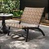 Cadeira Dobrável Simples de Rattan Estrutura de Madeira Maciça Espaçador Respirável Cadeira de Lazer para Varanda Estável Dobrável Durável Cadeira com Encosto
