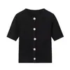 AliExpress Ropa de Mujer al por Mayor Verano Versátil Color Sólido Cuello Redondo de un Solo Botón Manga Corta Simple Suéter Cardigan de Punto