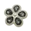 Botones metálicos de flor con pedrería tipo gota de agua de alta gama para abrigos de lana y suéteres, botones decorativos para piel de visón, botones cosidos a mano