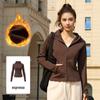 Conjunto de Yoga com Capuz Espesso e Forrado de Lã Outono/Inverno Nova Linha Outono Início Jaqueta Corta-vento Esportiva Slim Fit com Zíper para Mulheres