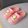 Zapatillas de algodón para niños del equipo Wang Wang impermeables antideslizantes de dibujos animados de cuero para niños y niñas invierno para interiores para el hogar de lana algodón