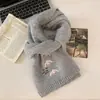 Cuello para Estudiantes, Bufanda Bordada de Invierno para Chicas Dulces, Cuello Rojo de Lana Tejida para Parejas de Otoño