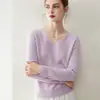Suéter 100% cachemir puro para mujer, nueva camiseta básica de punto con cuello en V para otoño e invierno, suéter corto holgado y estilizado