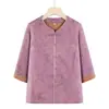 Roupas de verão para o Dia das Mães para idosos, blusas estilosas primavera-verão para avós, novo conjunto de duas peças de camisa e calça estilo chinês