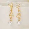 Brincos Estilo Fada das Flores Novos Transfronteiriços Conjunto de Cinco Peças de Brincos Fivela de Orelha com Zircônia Micro-Pavimentada Banhados a Ouro Real Cobre 16K