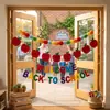 Exclusivo para ventas transfronterizas: Banner de bienvenida de regreso a clases, juego de banderines con pompón de fieltro en forma de manzana, decoración de aula, envío OEM