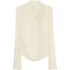 Suéter de Ganchillo con Encaje de Cuello Semi-alto de Manga Larga para Mujer Otoño e Invierno Nicho Correa de Lazo Camisa Base Top Interior